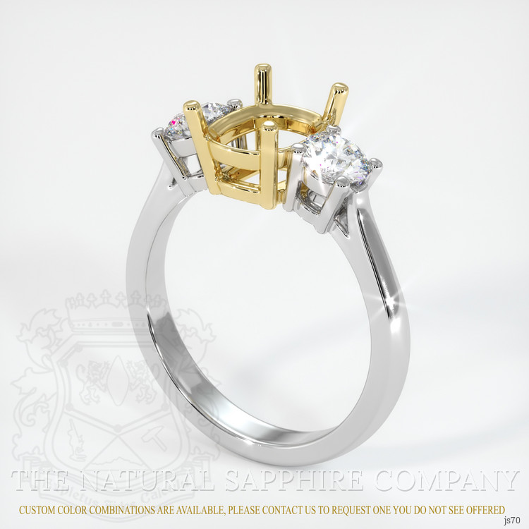 14K Yellow & White Three Stone Ring Setting