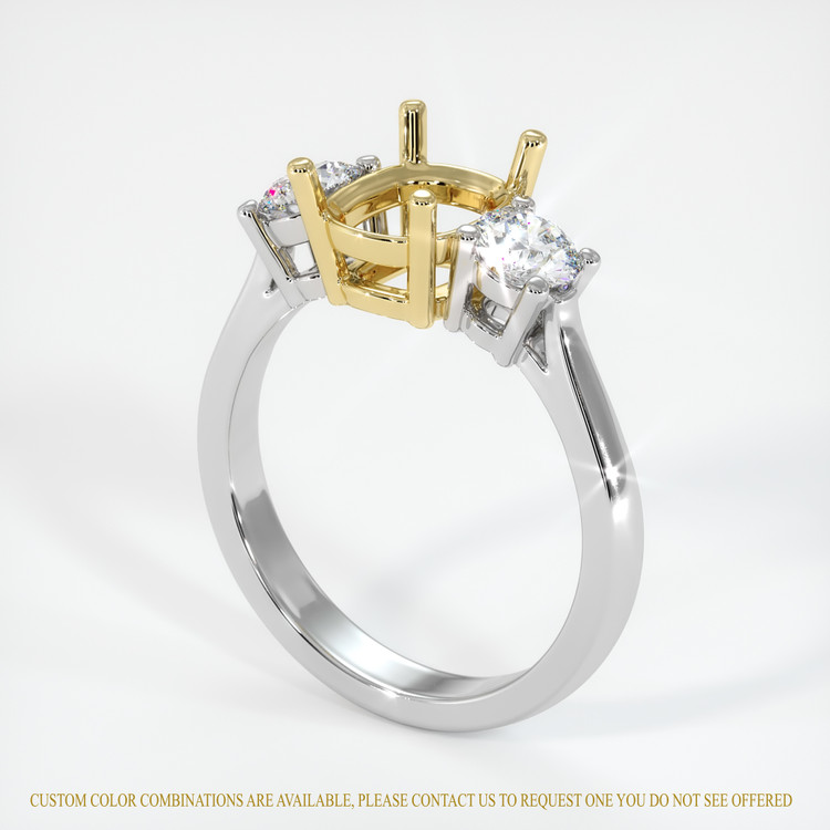 14K Yellow & White Three Stone Ring Setting