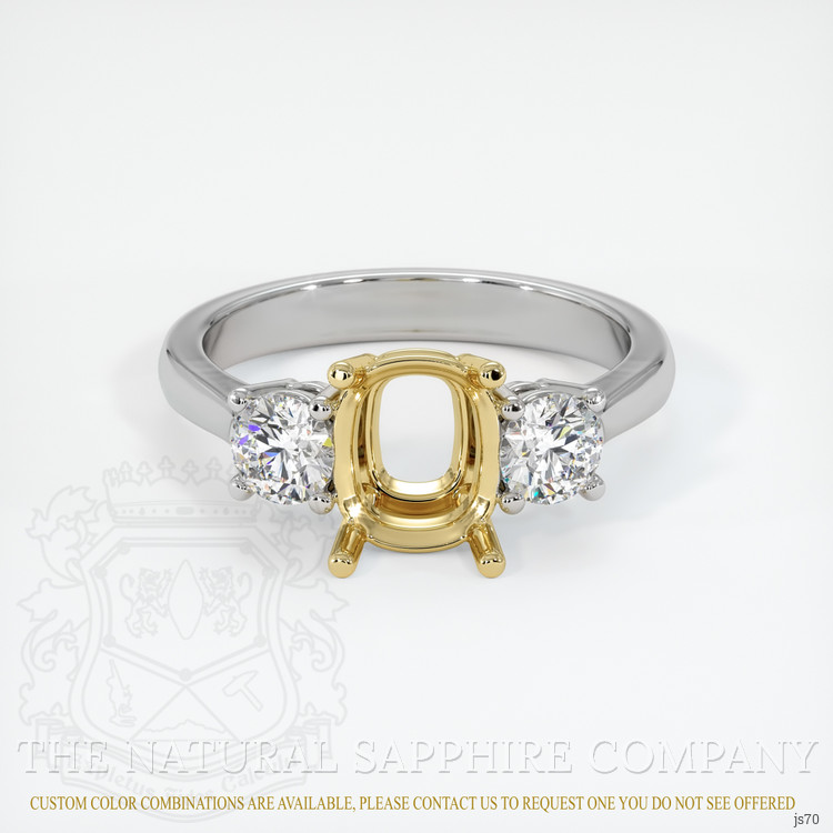 14K Yellow & White Three Stone Ring Setting