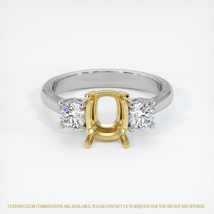 14K Yellow & White Three Stone Ring Setting