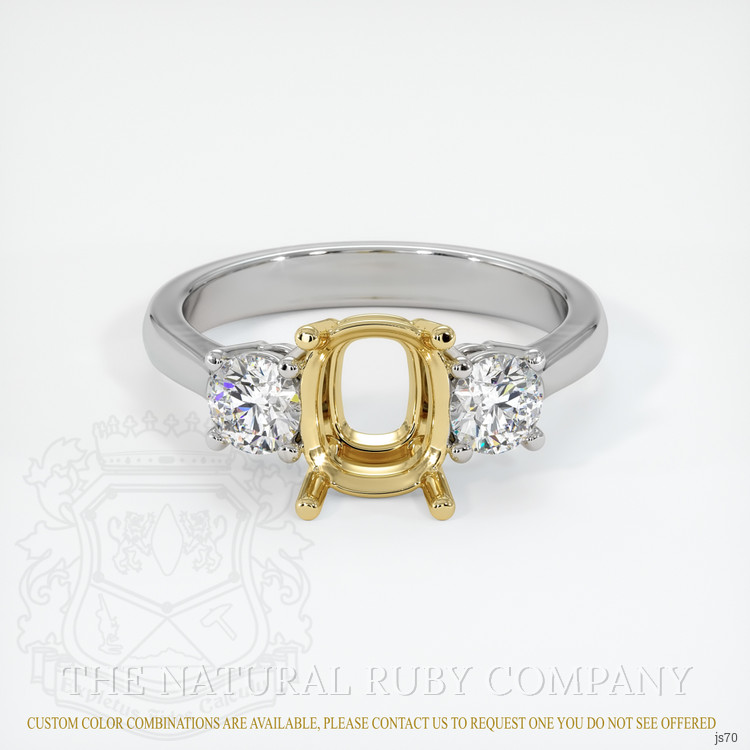 14K Yellow & White Three Stone Ring Setting