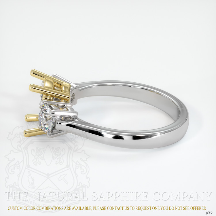 14K Yellow & White Three Stone Ring Setting