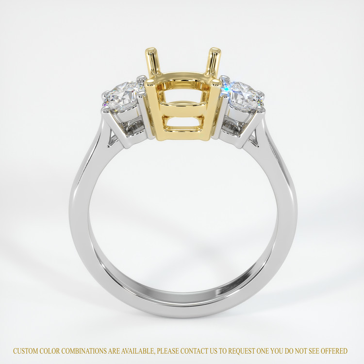 14K Yellow & White Three Stone Ring Setting