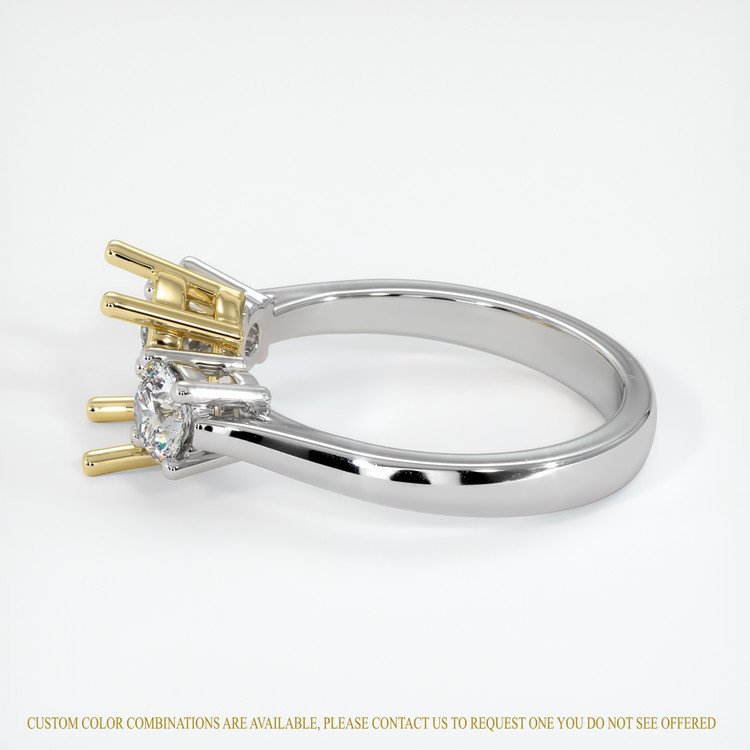 18K Yellow & White Three Stone Ring Setting