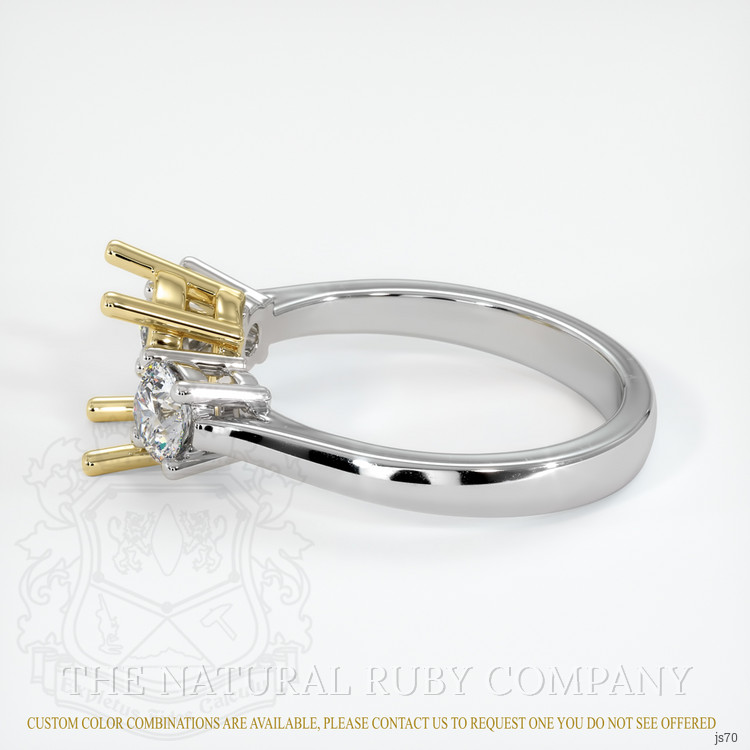 18K Yellow & White Three Stone Ring Setting