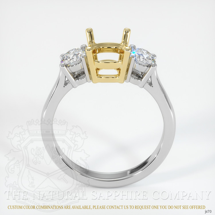 18K Yellow & White Three Stone Ring Setting