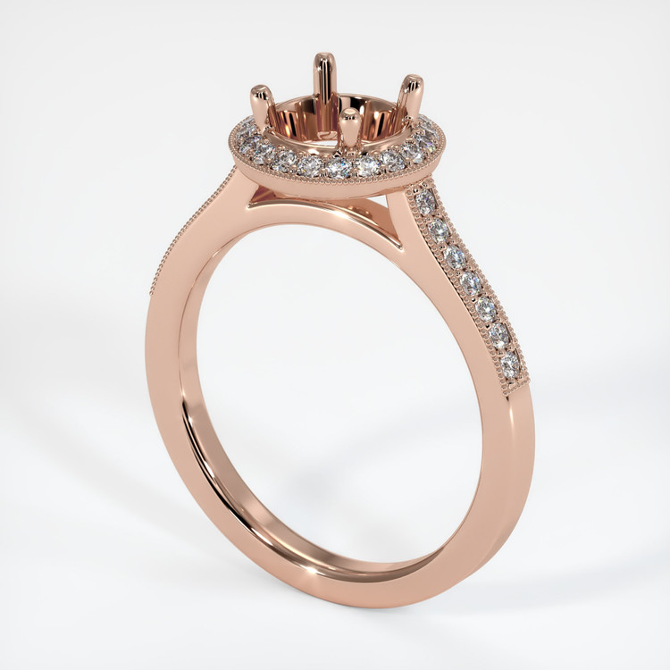 14K Rose Gold Pave Ring Setting