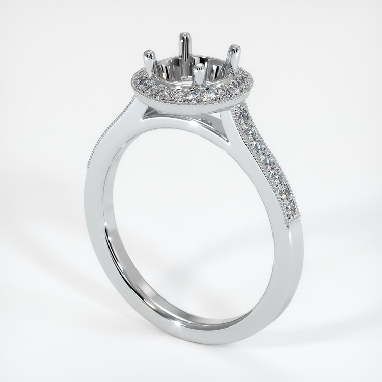 14K White Gold Pave Ring Setting