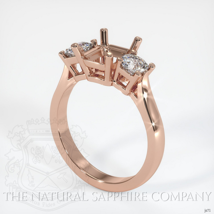 14K Rose Gold Three Stone Ring Setting
