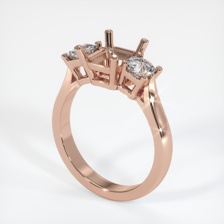 14K Rose Gold Three Stone Ring Setting