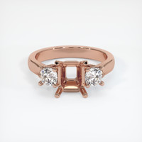 14K Rose Gold Three Stone Ring Setting Image