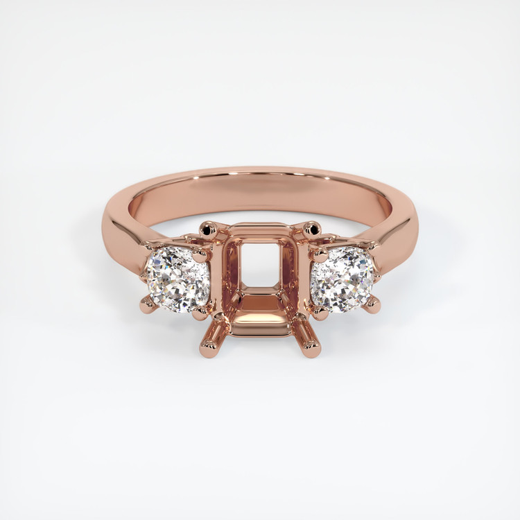14K Rose Gold Three Stone Ring Setting