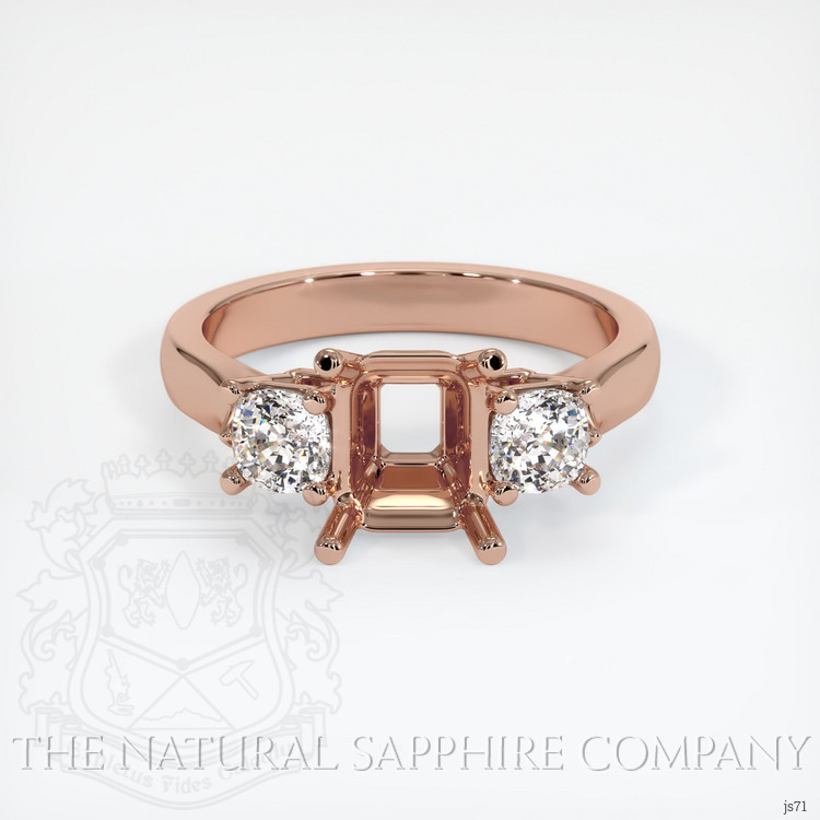 14K Rose Gold Three Stone Ring Setting