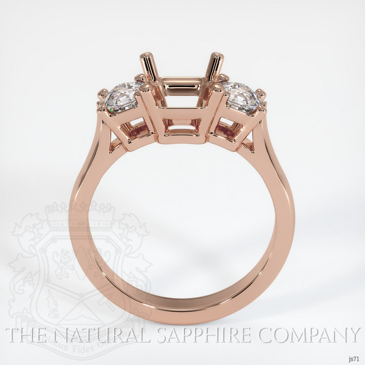 14K Rose Gold Three Stone Ring Setting