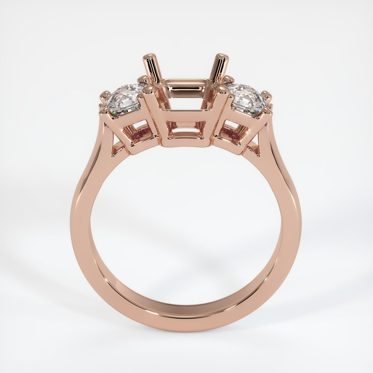 14K Rose Gold Three Stone Ring Setting