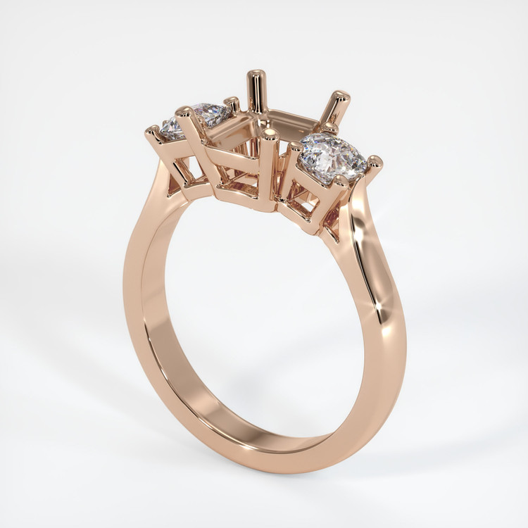 18K Rose Gold Three Stone Ring Setting