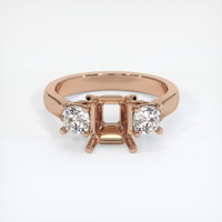 18K Rose Gold Three Stone Ring Setting Image