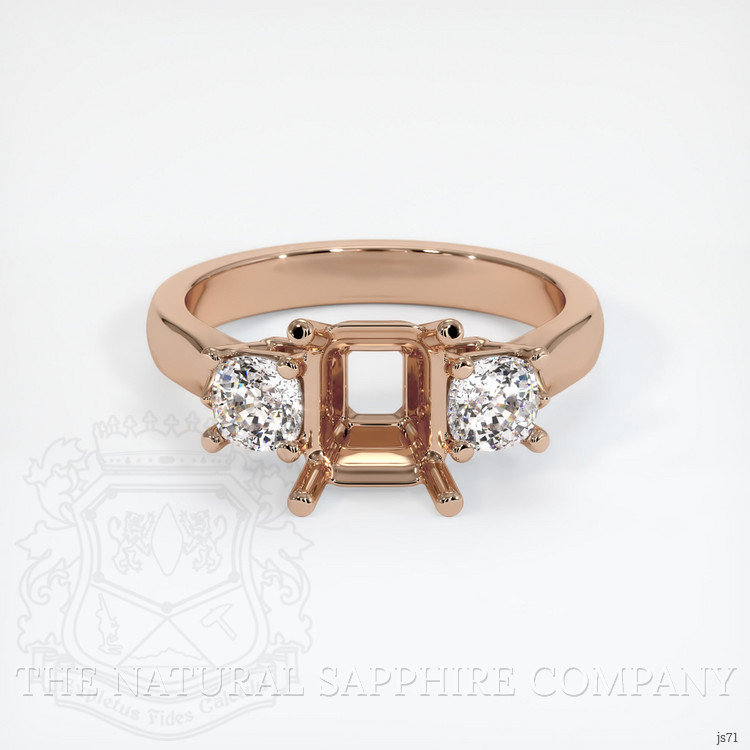 18K Rose Gold Three Stone Ring Setting