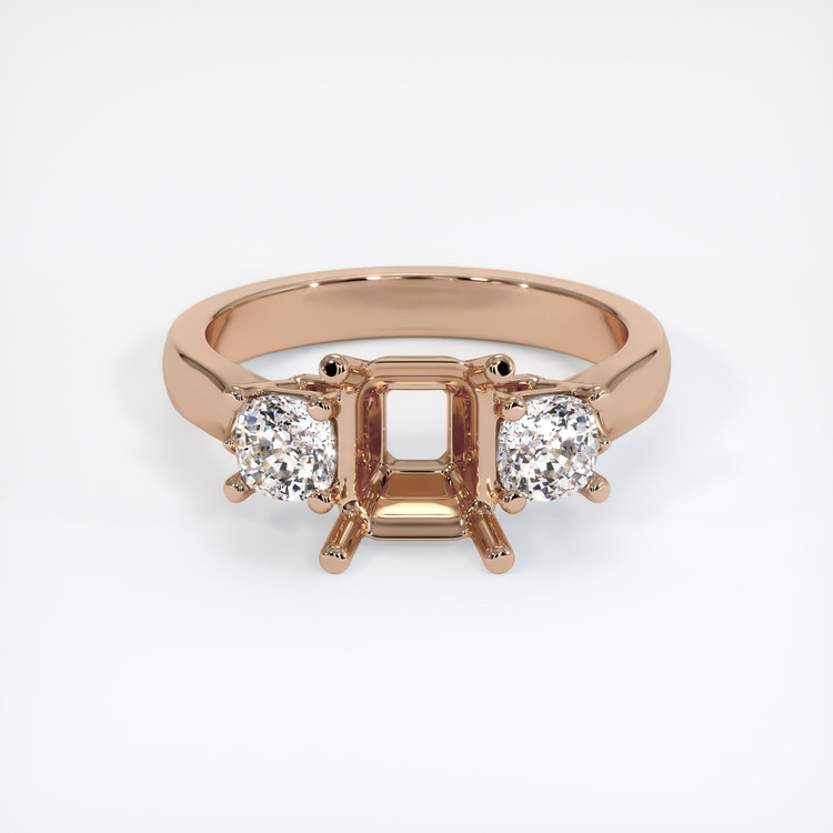 18K Rose Gold Three Stone Ring Setting