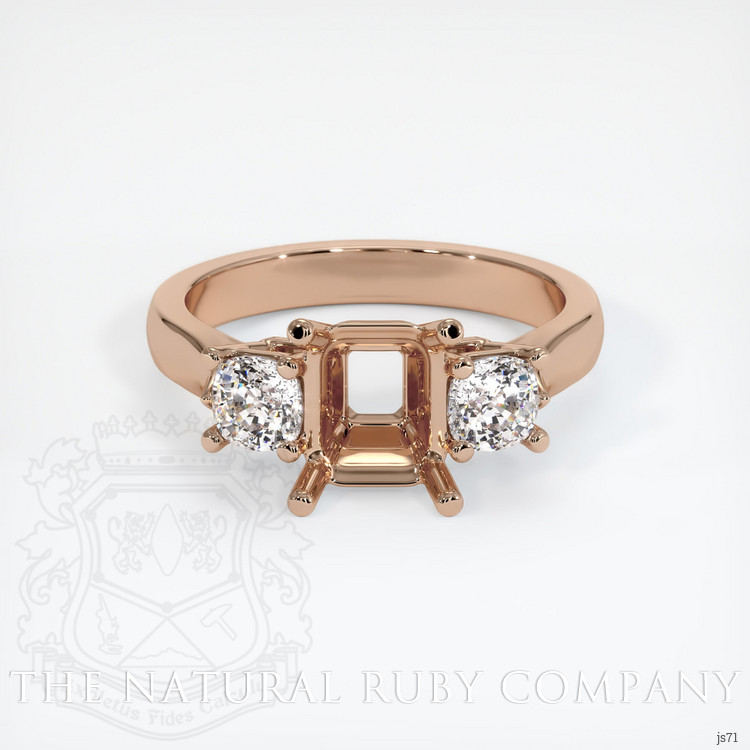 18K Rose Gold Three Stone Ring Setting