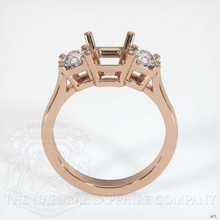 18K Rose Gold Three Stone Ring Setting