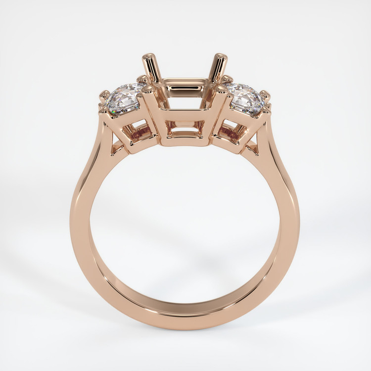 18K Rose Gold Three Stone Ring Setting