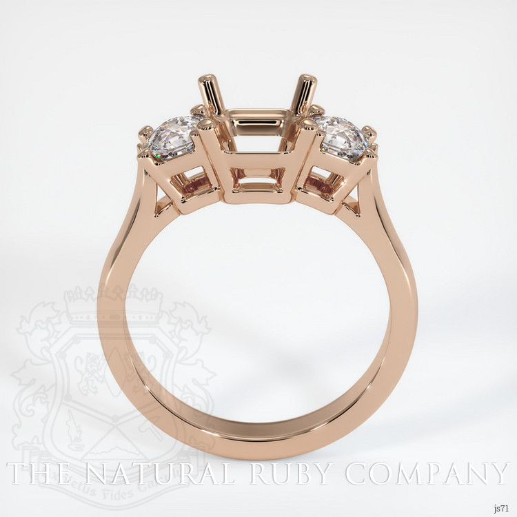 18K Rose Gold Three Stone Ring Setting