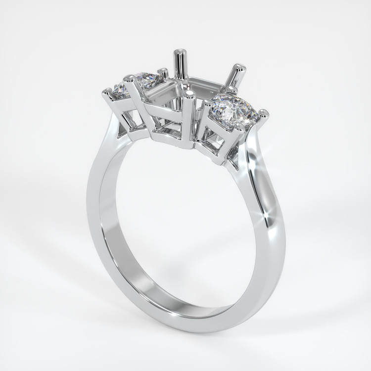 14K White Gold Three Stone Ring Setting