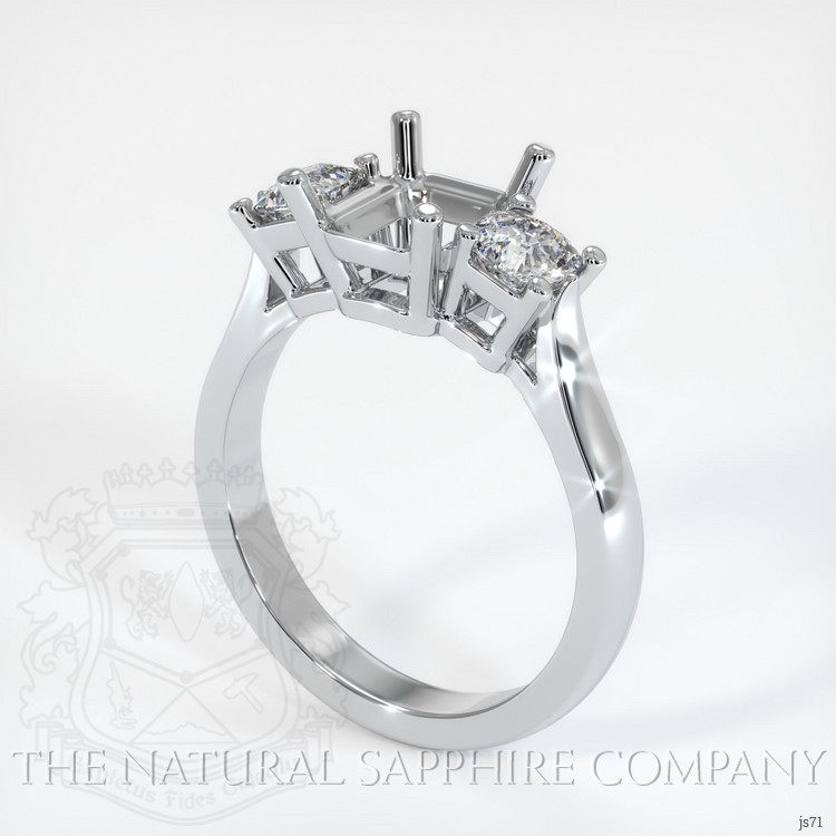 14K White Gold Three Stone Ring Setting