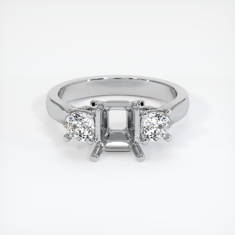 14K White Gold Three Stone Ring Setting