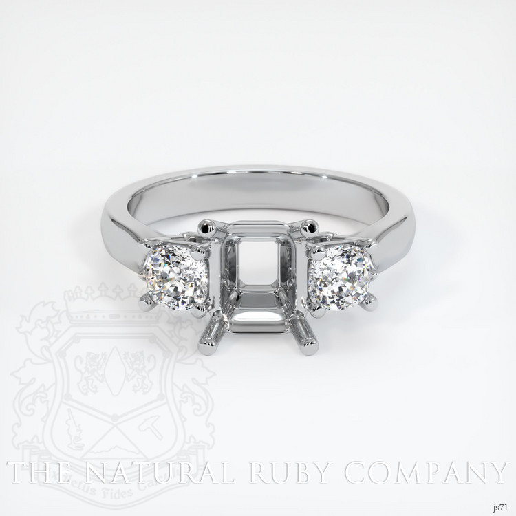 14K White Gold Three Stone Ring Setting