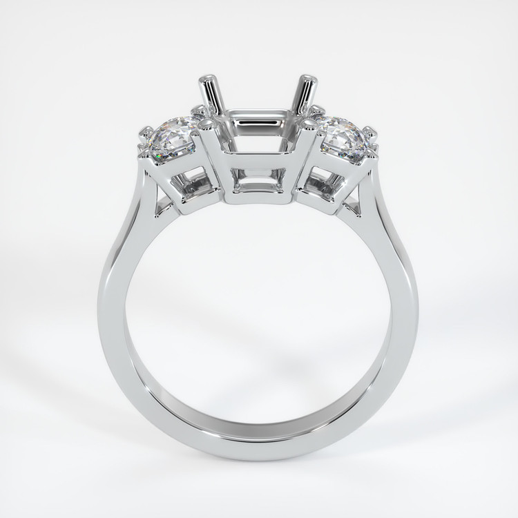 14K White Gold Three Stone Ring Setting