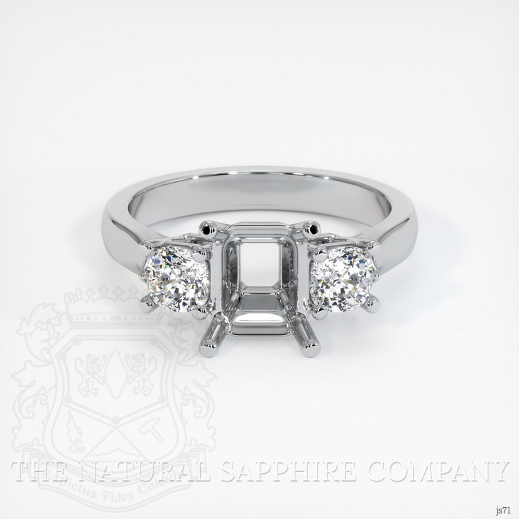 18K White Gold Three Stone Ring Setting
