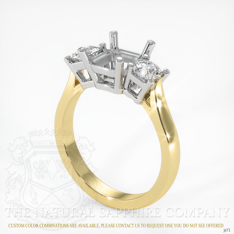 14K White & Yellow Three Stone Ring Setting