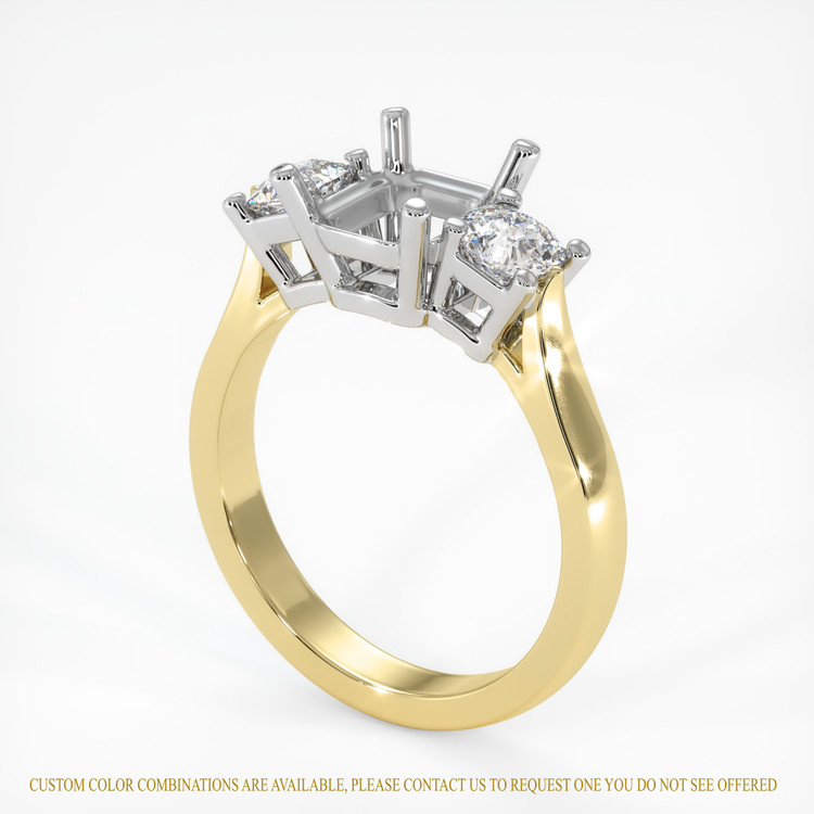 14K White & Yellow Three Stone Ring Setting
