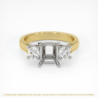 14K White & Yellow Three Stone Ring Setting Image