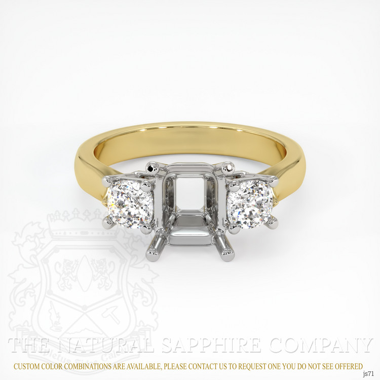 14K White & Yellow Three Stone Ring Setting