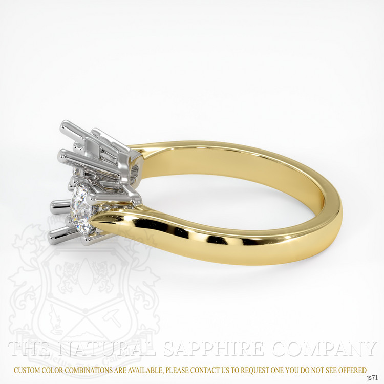 14K White & Yellow Three Stone Ring Setting