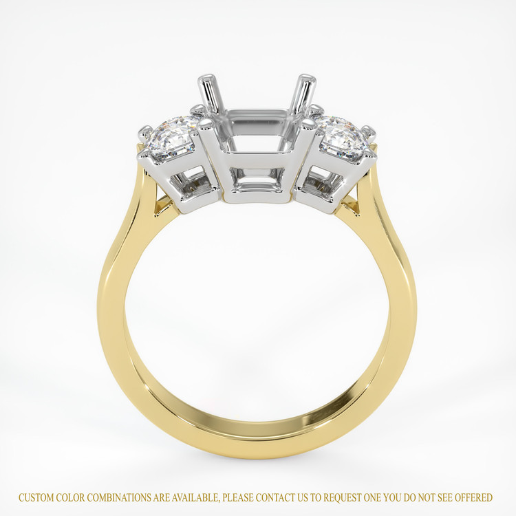 14K White & Yellow Three Stone Ring Setting