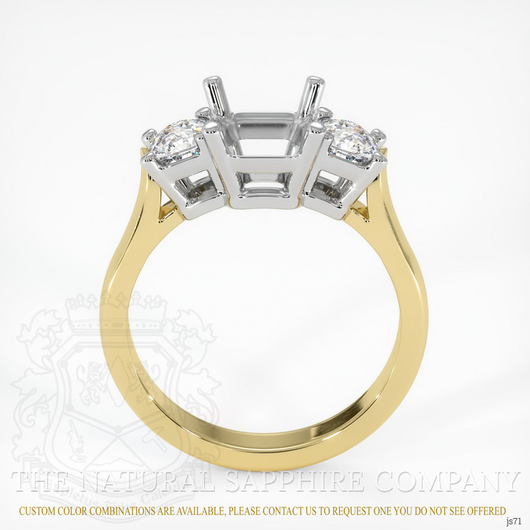 14K White & Yellow Three Stone Ring Setting