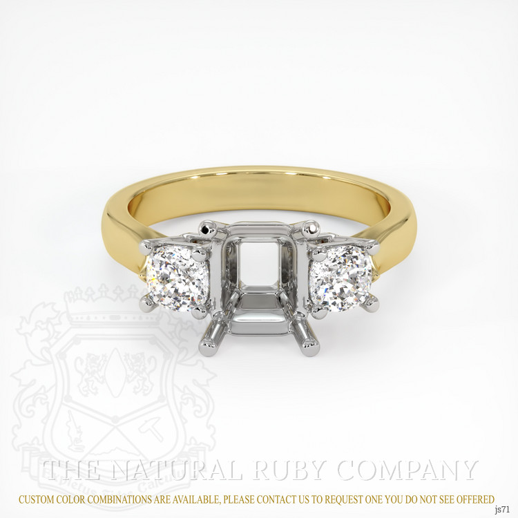 18K White & Yellow Three Stone Ring Setting
