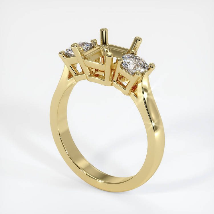 18K Yellow Gold Three Stone Ring Setting