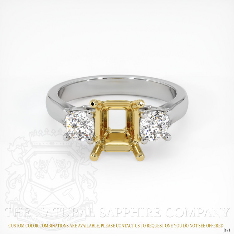 14K Yellow & White Three Stone Ring Setting