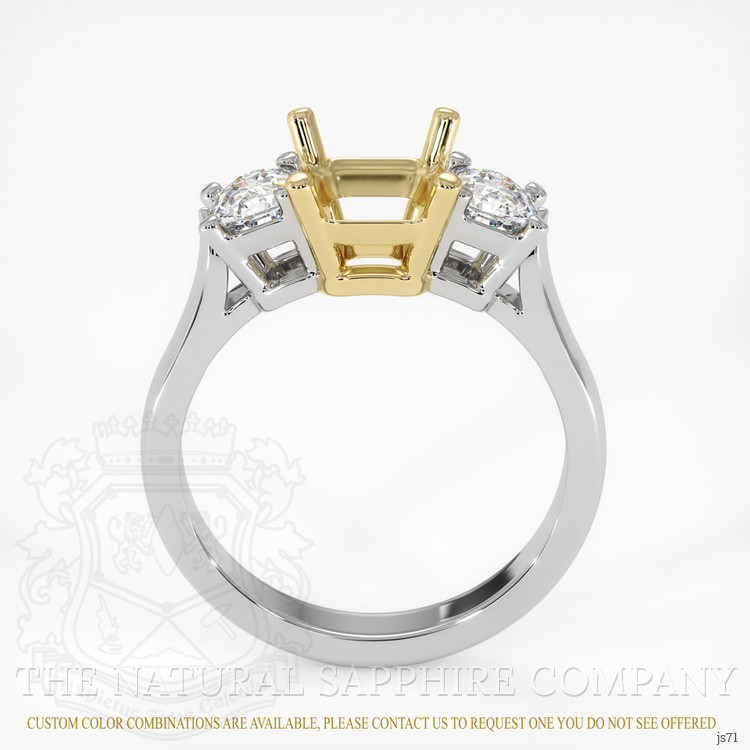 14K Yellow & White Three Stone Ring Setting