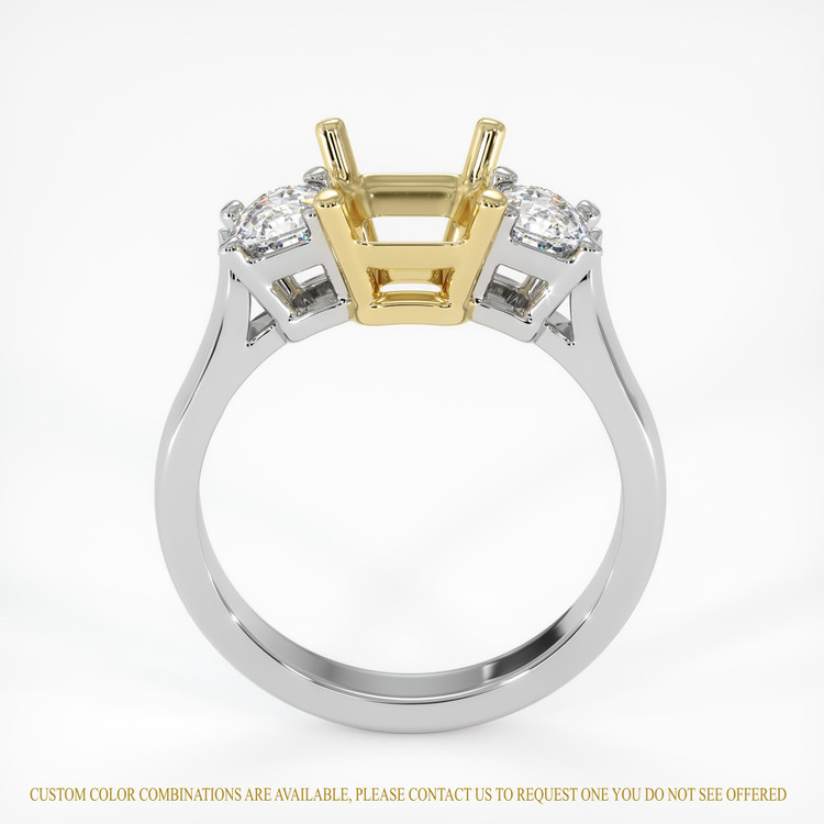 14K Yellow & White Three Stone Ring Setting