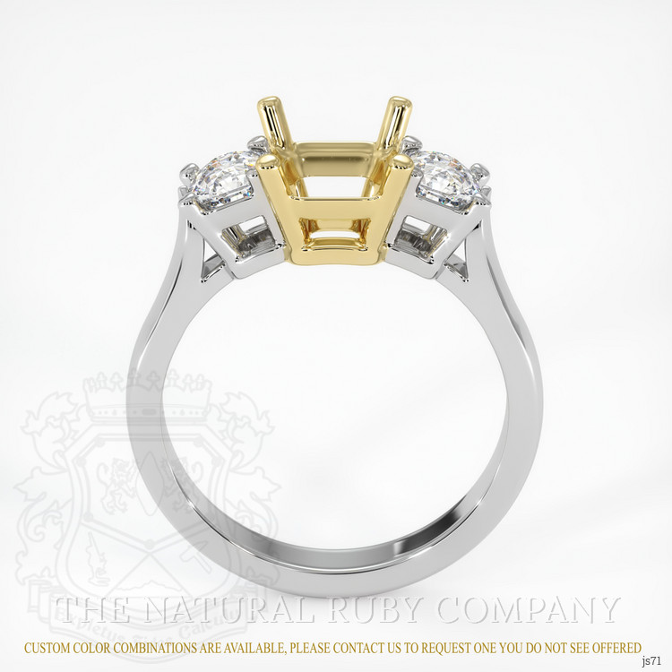14K Yellow & White Three Stone Ring Setting