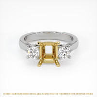 18K Yellow & White Three Stone Ring Setting Image