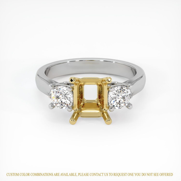 18K Yellow & White Three Stone Ring Setting