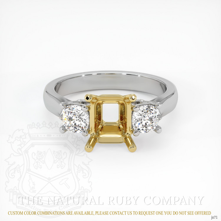 18K Yellow & White Three Stone Ring Setting