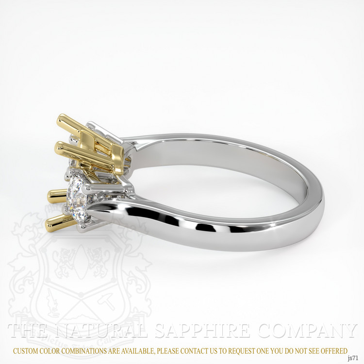 18K Yellow & White Three Stone Ring Setting